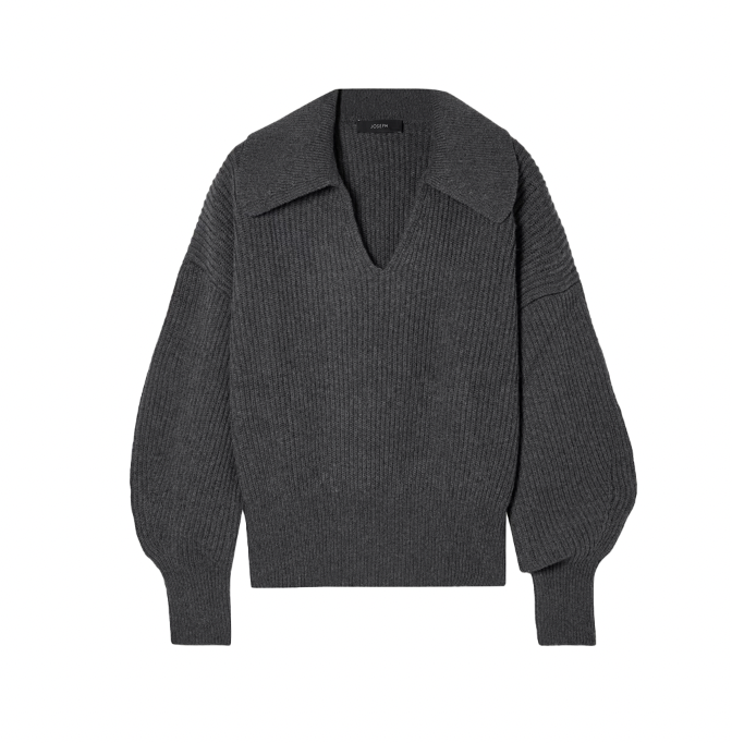 Joseph RIbbed Wool Silk And Cashmere-Blend Polo Sweater
