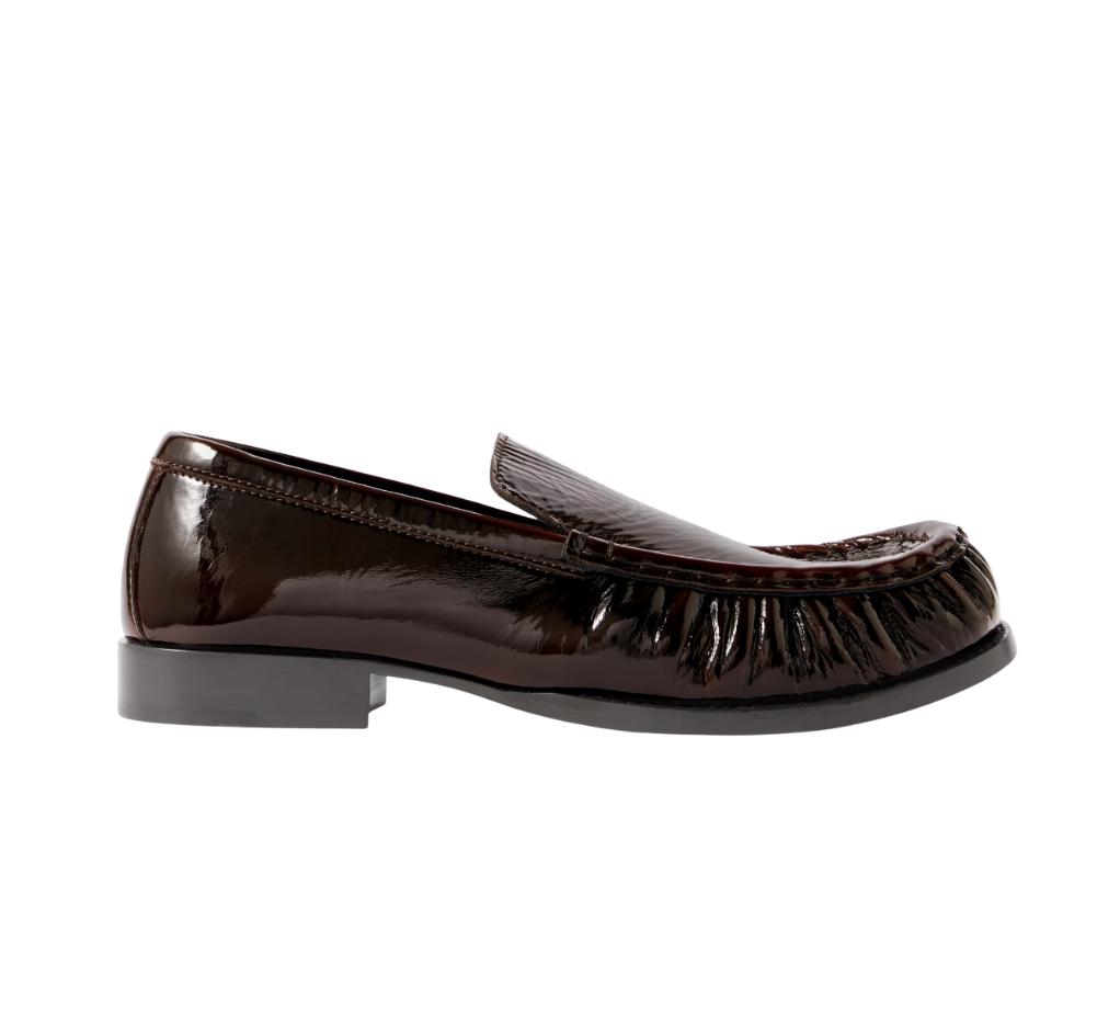 Dries Van Noten Patent Crinkled Leather Loafers